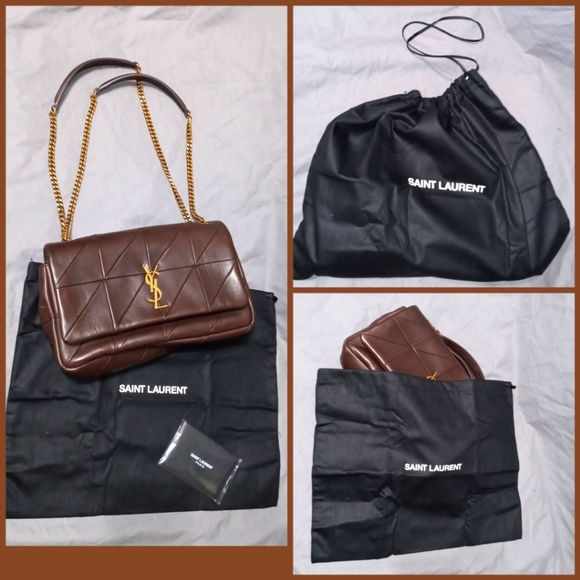 NWT YVES SAINT LAURENT JAMIE LAMBSKIN SLIDING CHAIN BAG, DARK GANACHE ~AUTHENTIC - Picture 2 of 16